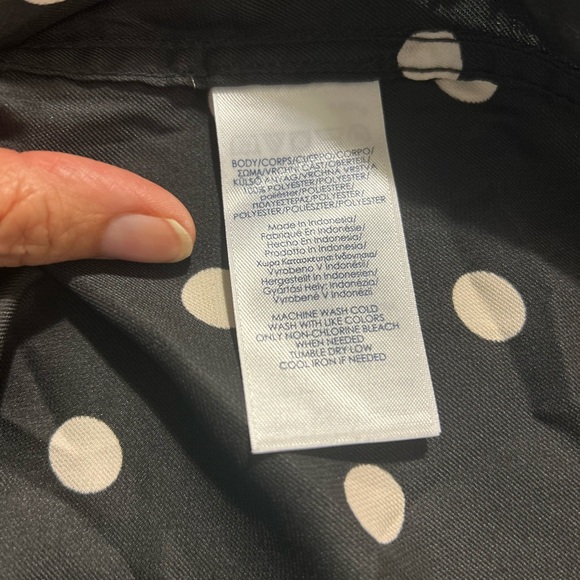 Chaps Black and White Polka Dot Button-Down Shirt - Picture 7 of 8